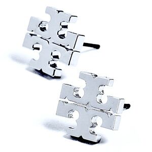 Tory Burch silver kira moondance logo stud earrings
